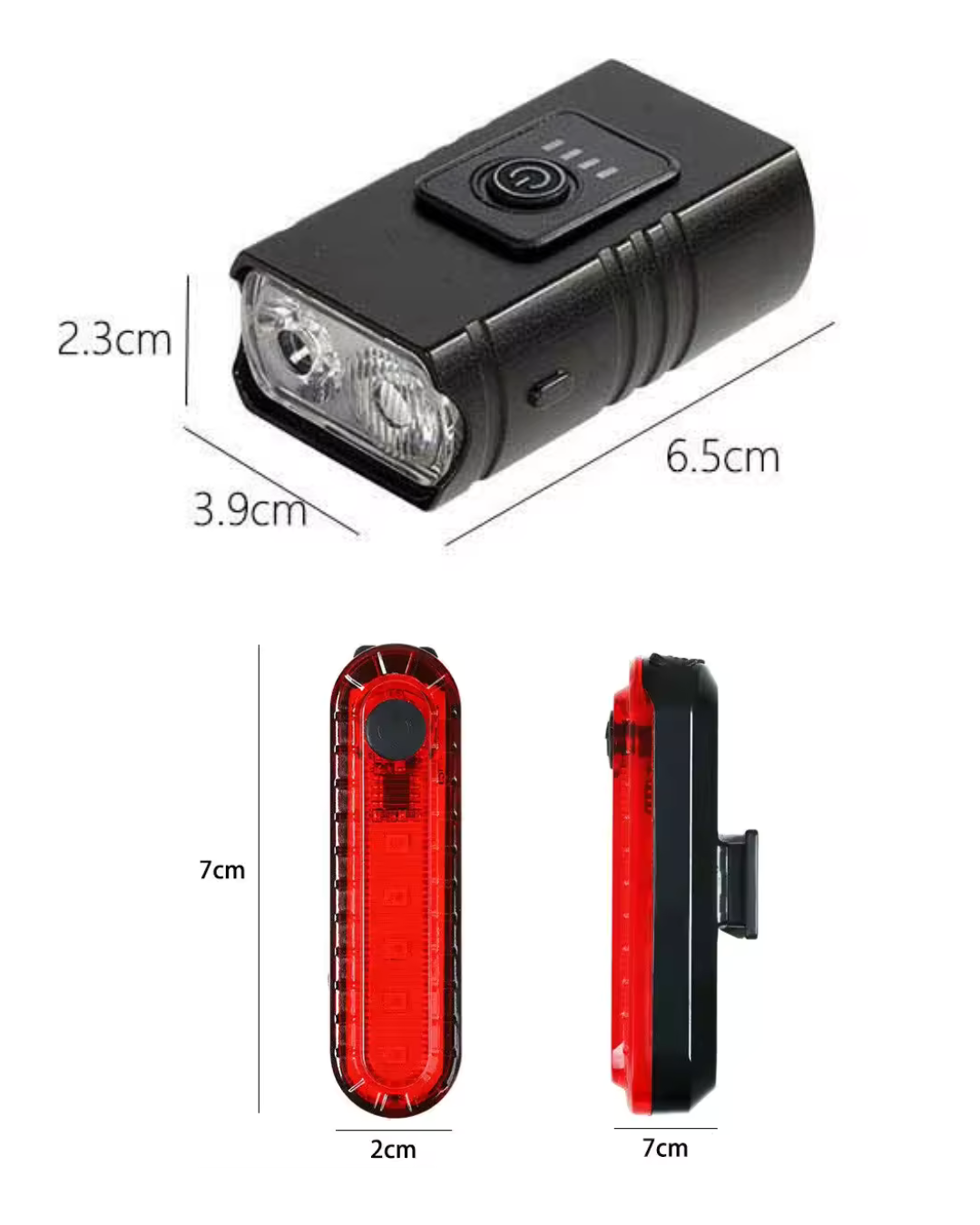 Kit luces bicicleta LED delantera 1000 lúmenes + luz trasera USB